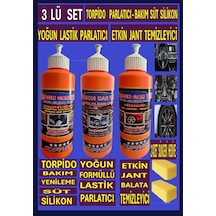 4 Lü Set Jant Temizleyici - Lastik Parlatıcı - Torpido Sütü - 2 Adet Sünger