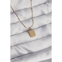 316l Çelik Gold Renk Kare Charm Model Kolye - Tj-bko8928 Gümüş
