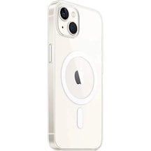 İthalat Apple iPhone Uyumlu  15 Kılıf Magneticsafe Şeffaf Silikon - Şeffaf Beyaz
