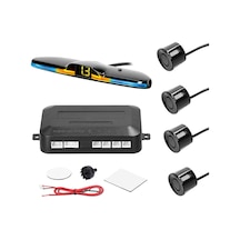 Siyah Araba Park Sensörü Arka Geri Vites Radar Sistemi 4 Park Sensörlü Mesafe Algılama Led Işık