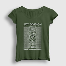 Presmono Kadın Unknown Pleasures Joy Division T-shirt Haki