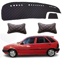 Fiat Tipo Boyunluk + Göğüs Halısı Siyah-Kırmızı (503402610)