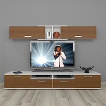 Decoraktiv Eko 5220 Slm Krom Ayaklı Tv Ünitesi Tv Sehpası Beyaz - Ceviz