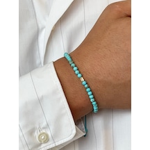 14 Ayar Altın Burgu Altın Detaylı Doğal Firuze Taşlı Şık Altın Bileklik Altın