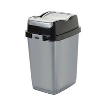 Dünya-09713-400 Ve 410 Easy Çöp Kovası Plastik 18lt 234x296x425mm Siyah Çift Kapaklı Gri - 12'li Paket