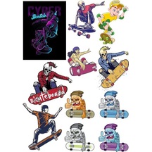 Skateboard Kaykaycı Sticker Set 12 Parça Telefon, Tablet, Defter, Laptop Sticker