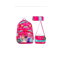 Little Elsa Anna Okul Çantası + Termal Beslenme + Kalemlik Frozen Çanta İlkokul Çantası Sırt Çanta