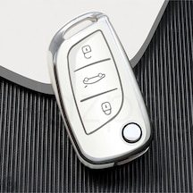 Peugeot 107 207 307 407 308 408 3008 5008 Tpu Anahtar Kılıfı Beyaz