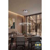Tekli Halka Krom Led Sarkıt Avize 3 Renkli Modern Salon & Antre Aydınlatma