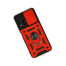 Note 11t Kılıf Pars Lens Yüzüklü Silikon - Kırmızı