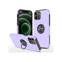 Apple iPhone  Uyumlu,  12 Pro Kılıf Elit Yüzüklü Kapak - Mor
