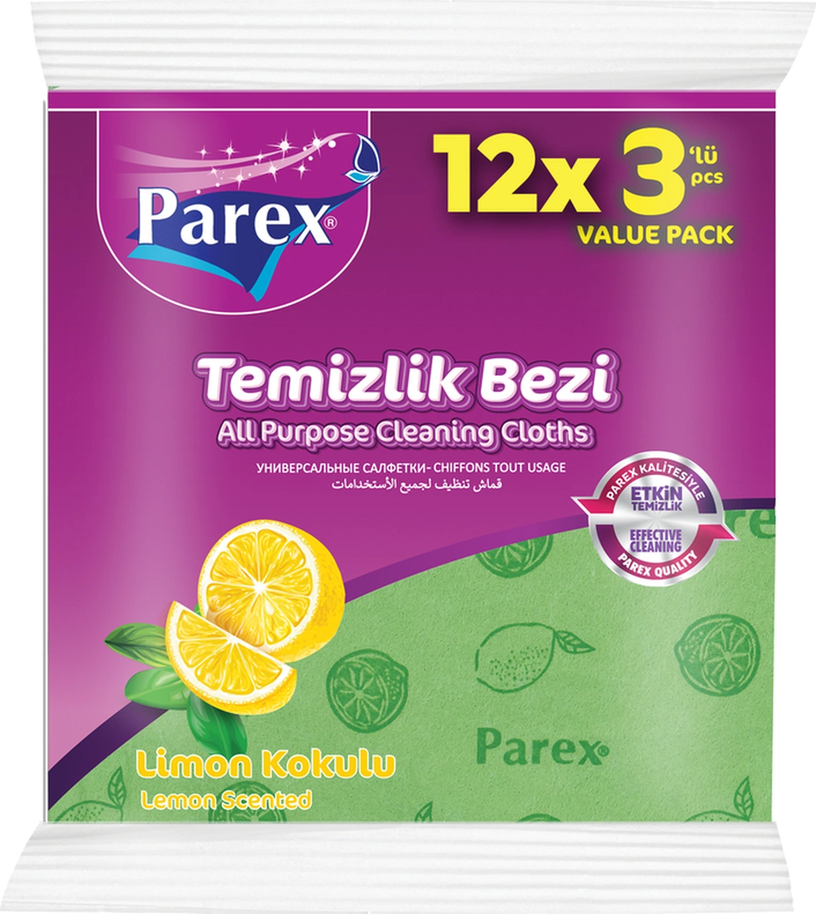 Limon Kokulu 3'lü Temizlik Bezi Onikili Paket Diğer