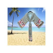 Lila Mare Geometrik Çiçekli Kimono Renkli Renkli