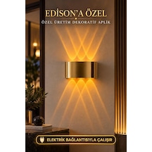 Tr Gold Led Aplik, Amber Işık, Modern Dekoratif Duvar Lambası, 18x9.5 Cm, İç Mekan Aydınlatma Diğer