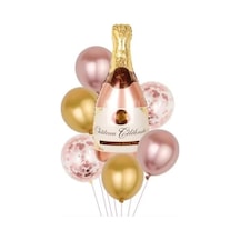 Rose Gold Şampanya Şişesi Şekilli Folyo Balon 256