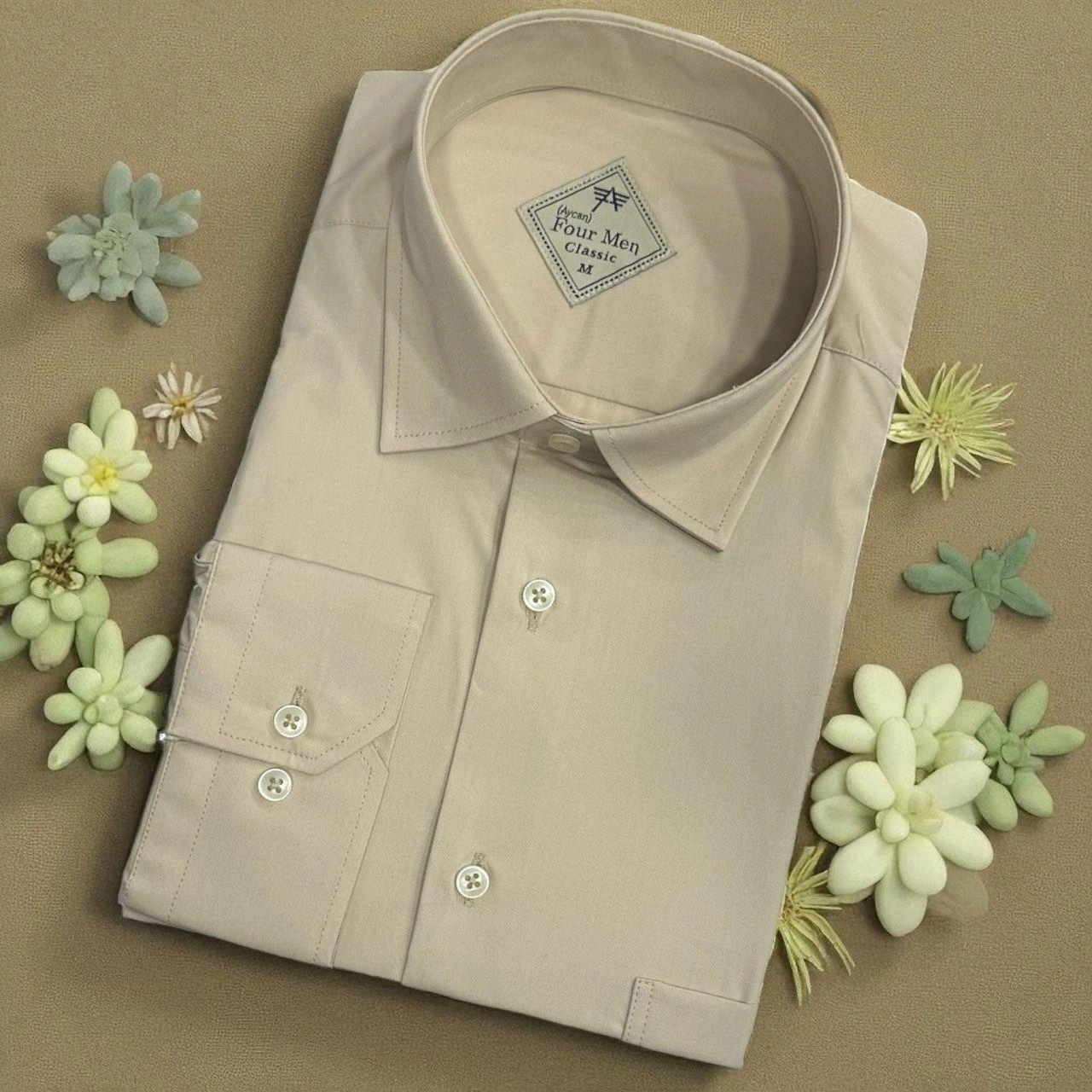 Klasik %100 Cotton Uzun Kollu Terletmeyen Kışlık Flanel Kumaş Camel Gömlek Regular Kalıp -10404 Camel