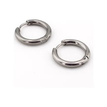 Yuvarlak Hatlı Gümüş Renk Çelik Halka Unisex Küpe E929