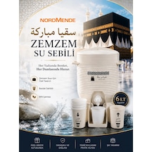 Zemzem Su Sebili 6 Lt Kabe Temalı Zemzemlik Bardaklıklı Hac Umre Hediyelik Sebil