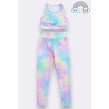 My Kids Wear Kız Çocuk Çok Amaçlı Desenli Mayo & Spor Takımı 12452 Açık Mavi - Somon