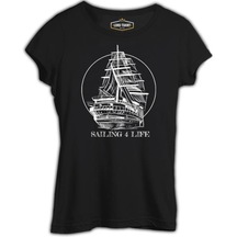 Sailing For Life Siyah Kadın Tshirt 001