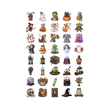Cadılar Bayramı Komik Balkabağı Sticker Seti 40 Adet Ajanda Scrapbook Journal Planner Çıkartma Çok Renkli