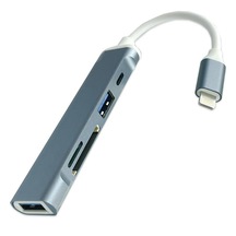 Polham İpad, İphone Lightning Girişli 5in1 Çoğaltıcı Hub, 2x USB,  1x Type C, 1x SD, 1x TF Okuyucu