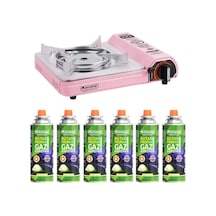 Orcamp Seramik Pro Taşıma Çantalı Portatif Ocak Pembe + 6 Adet Kartuş Pembe