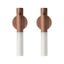 2 Adet Sensörlü Şarjlı Led Aplik Mıknatıslı Ahşap Renk Cata Kumru Gün Işığı Led Aplik Duvar Lambası Ahşap