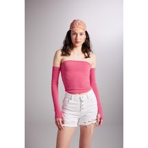 Holly Lolly Kolları Ayrı Straplez Smooth Bluz Pembe