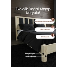 Ori On Model Lacivert Puf Başlıklı Masif Ahşap Karyola Kolay Kurulum Fırınlanmış İthal Sibirya Çamı 200x200 Yatak Uyumlu - Doğal