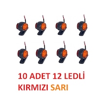 MİNİ TAKOZ LAMBA 12 LEDLİ KIRMIZI SARI 10 ADET YÜKSEK IŞIK