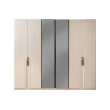 Luzzi Mdf 6 Kapaklı Elbise Dolabı Gardrop 246x58x215cm Ekru