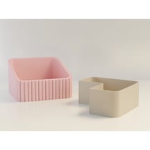 Bezos 3d Baskı Fıstık Kasesi - Çift Hazneli Kabuk Ayırıcı Sunum Kasesi - Pembe Bej Nıda