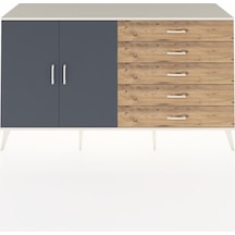 Kronos Konsol 4 Raflı 5 Çekmeceli 2 Kapaklı 176x59x99 Aytaşı-antrasit/çam Antrasıt/atlas Çam - Aytası