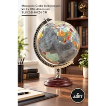 2 Adet Dekoratif Dünya Küre Masaüstü Globe Dekorasyon Ve Ev Ofis Aksesuarı Sl612-b 40x30 Cm 1