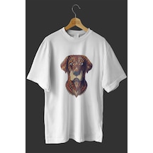 Noıssey -wed Labrador Retriever Köpek Dog Tasarım Baskılı Oversize T-shirt Tişört Beyaz