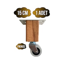 Kale Ahşap Tekerli Ayak Mobilya Masa Ve Dolap Tekerli Ayağı Frensiz 15cm 1 Adet Kayın/gürgen Ahşap Rengi