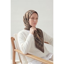 Silk Home Viskon Velora Eşarp Dört Mevsim Ekose Desen Sütlü Kahve 90x90 Çok Renkli