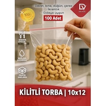 10x12cm 100'lü Buzdolabı Kilitli Torba Poşet Dondurucu İkramlık Çerez Davet Kına Hediyelik Poşeti