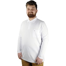Mode Xl Büyük Beden Tshirt Polo U.kol Cepli 22446 Beyaz 001