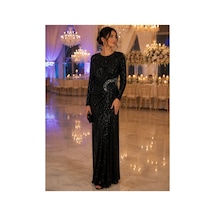 Gül&can Butik Siyah Payetli Abiye Elbise Zarif Ve Işıltılı Tasarım Siyah