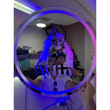 Digital Hayat Kişiye Özel Fotoğraf İşlemeli 60cm Silüet Led Ayna Kumandalı Rgb Renkli Tasarım Hatıra Aynası Çok Renkli