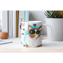 Komik Kedi Figürlü Kupa Bardak Eğlenceli Ve Sevimli Kedi Tasarım - Life Is Short Hug Your Meow Y Beyaz