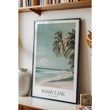 Sandy Lane Barbados Vintage Seyahat Posteri Çerçeveli Tablo - Premium Tropikal Sahil Elit Dekor Siyah