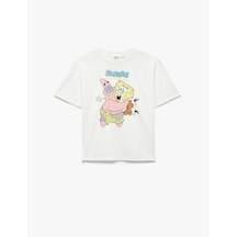 Koton Lisanslı Sponge Bob Baskılı Kısa Kollu Bisiklet Yaka Tişört Ekru 5skg10644ak Ekru