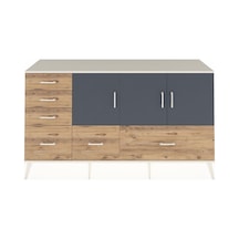 Kronos Konsol 4 Raflı 6 Çekmeceli 3 Kapaklı 176x59x99 Aytaşı-antr Aytaşı-antrasit/çam