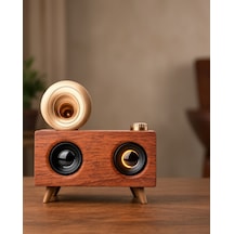 Retro Radyo Tasarımı Bluetooth Hoparlör Ahşap Renk
