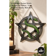 5 Adet Duvara Asılan Yılan Pano Polyester Duvar Süsü, Asılabilen Dekor, Yılan Figürlü Snake Wall Art Sarı