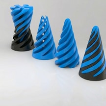 Spiral Geçmeli Koni Stres Çarkı - Masaüstü Dekoratif Obje Görsel İllüzyon - Fidget Stres Oyuncağı - Mavi
