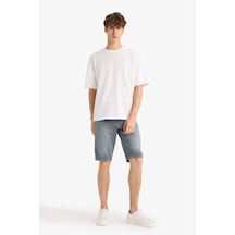 Defacto Slim Fit Dar Kesim Jean Bermuda Şort F9605ax25smnm84 İndigo